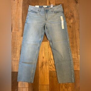 NWT Banana Republic Mid-Rise Slim Jean size 33/16 light wash, raw hem